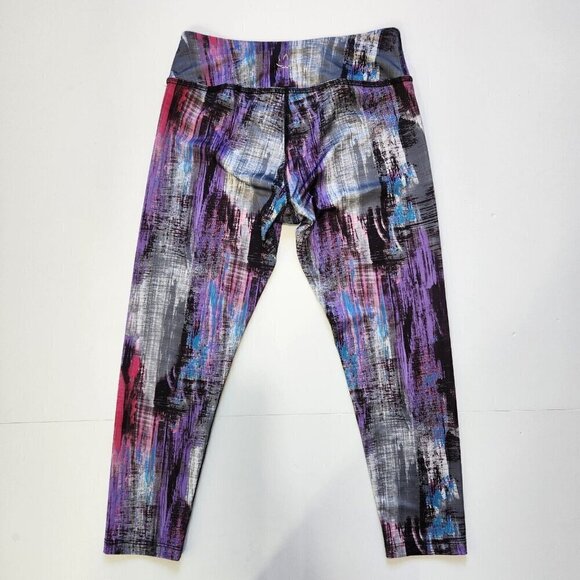 Beyond Yoga Capri Leggings M‎ Gray Purple Multicolor Bold Colorful Activewear - Picture 2 of 9
